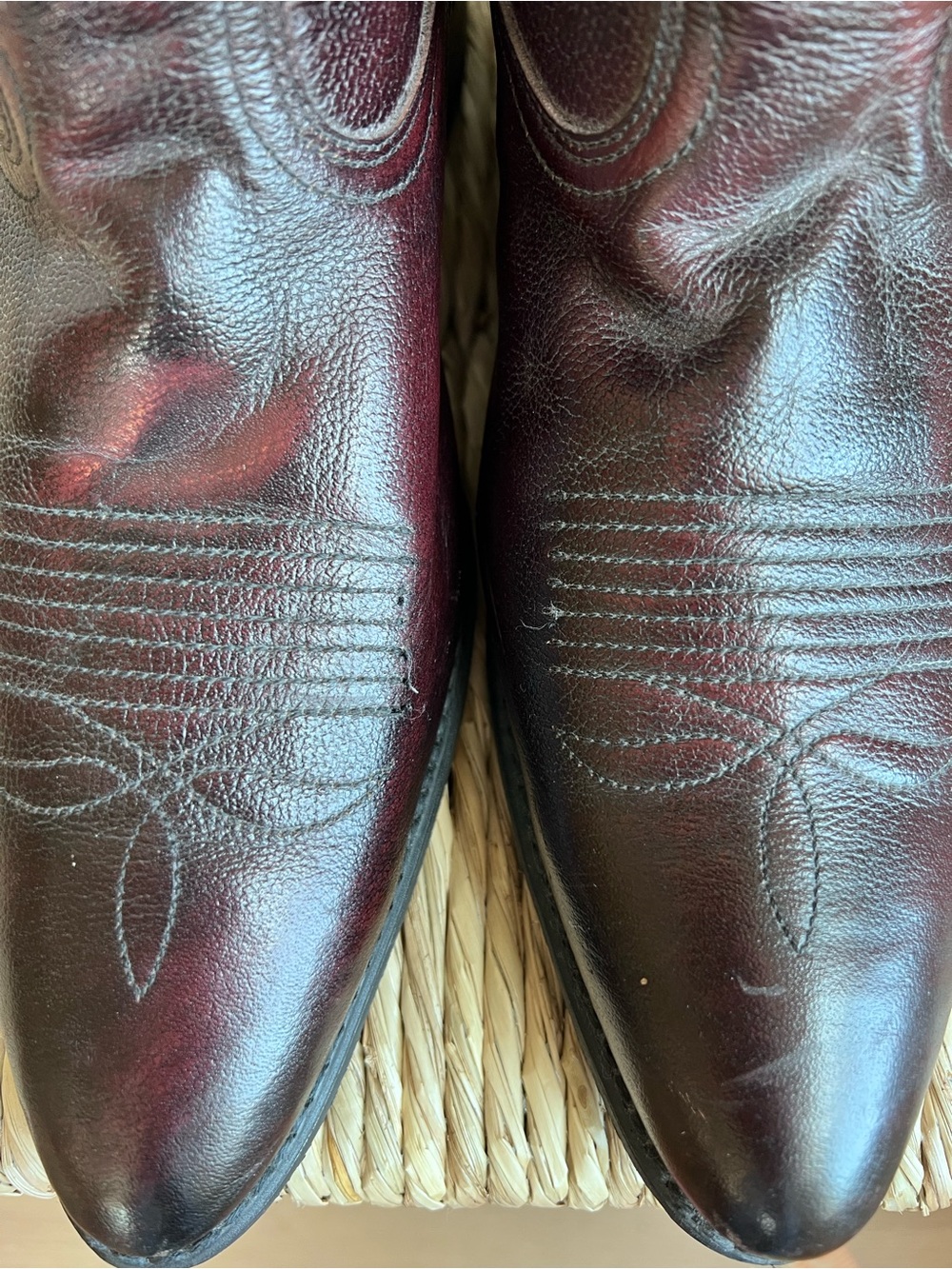 Vintage Dingo Dark Maroon Leather Cowboy Boots Size 10.5 Style Style 15923 - Picture 14 of 14